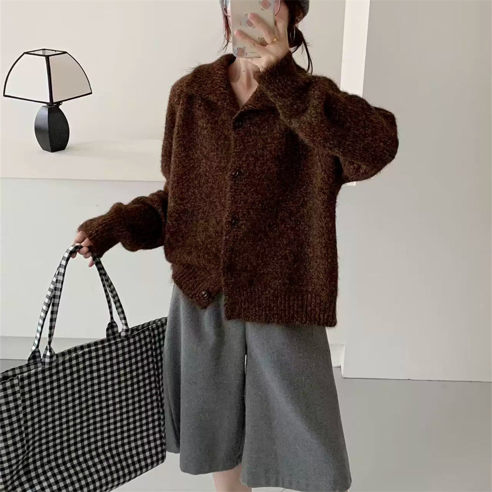High neck single breasted sweater
