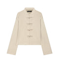 Casual and minimalist knot and loop woolen coat for women