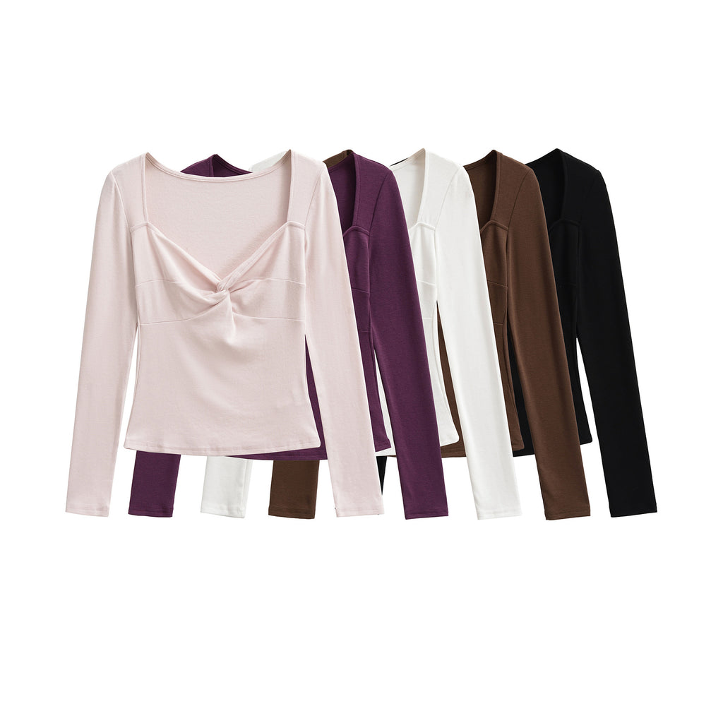 Chic Long Sleeve V-Neck Knit Top for Women