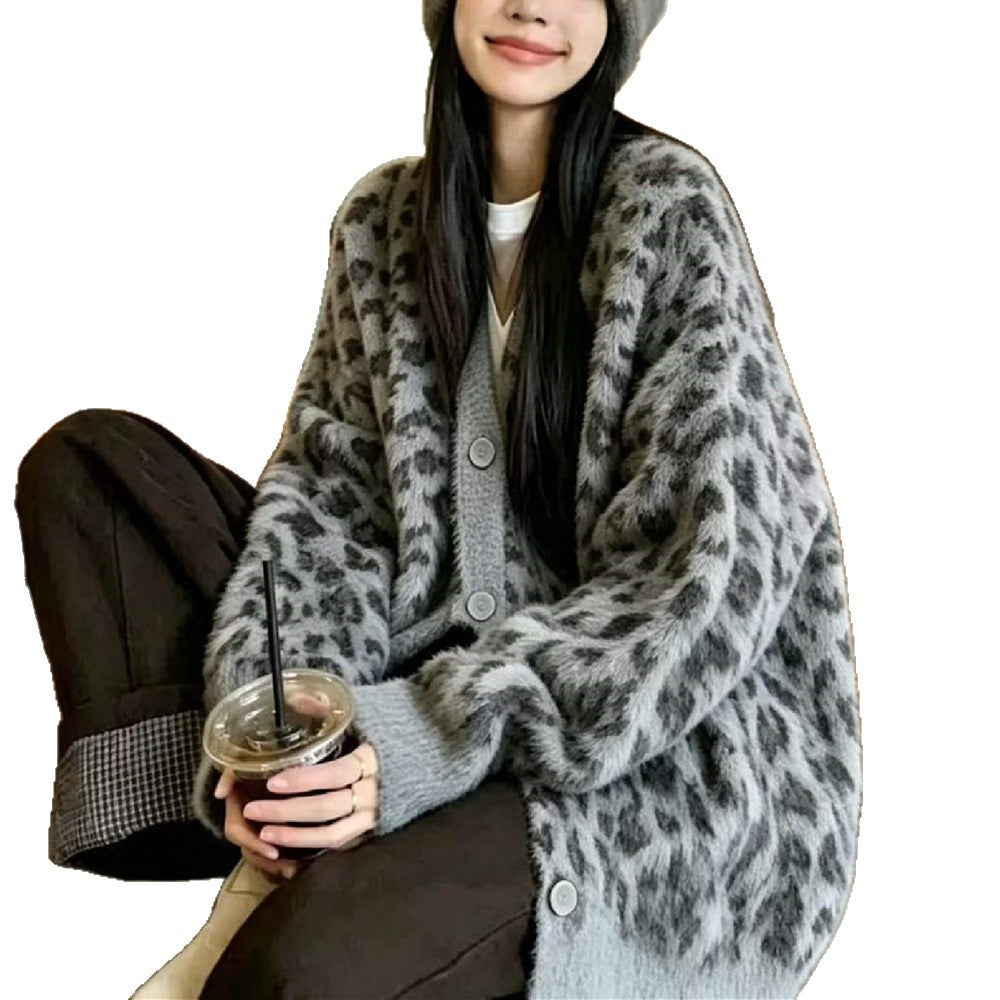V-neck cardigan loose sweater