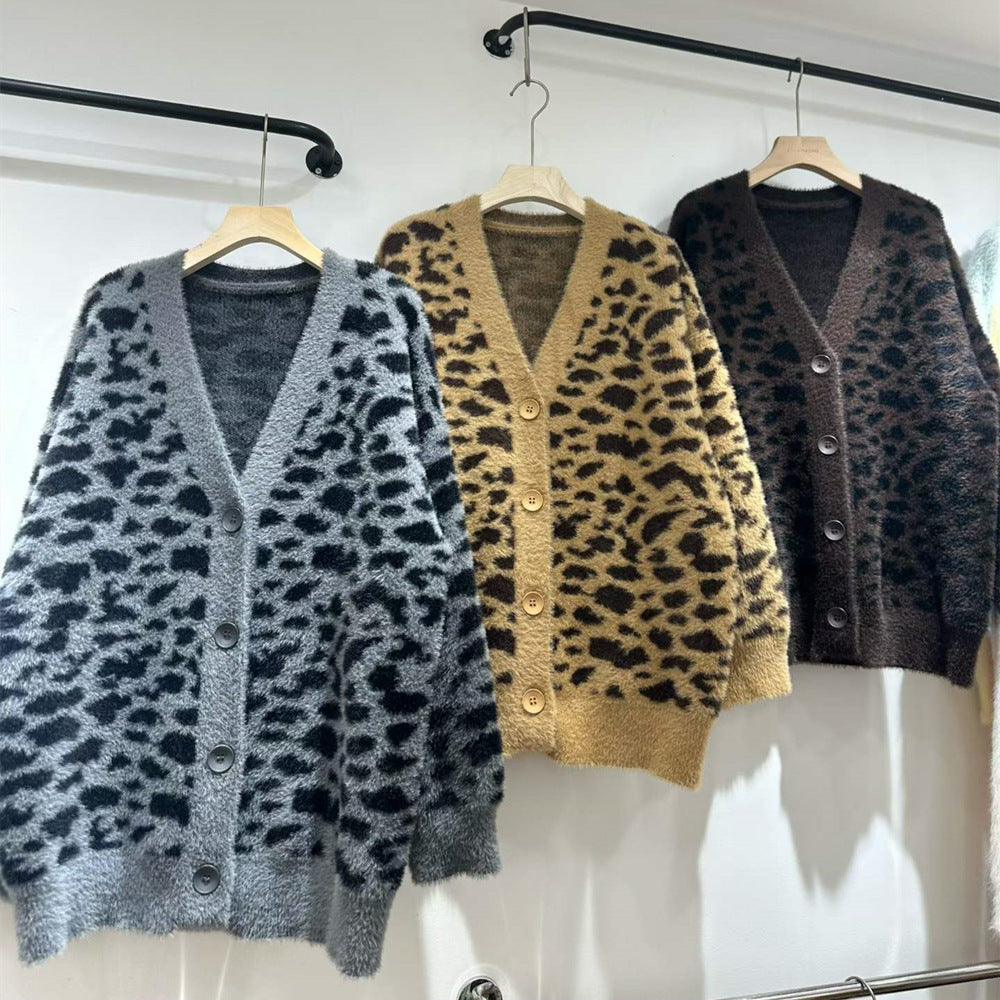 V-neck cardigan loose sweater