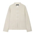 Buckled stand up collar long sleeved jacket for women