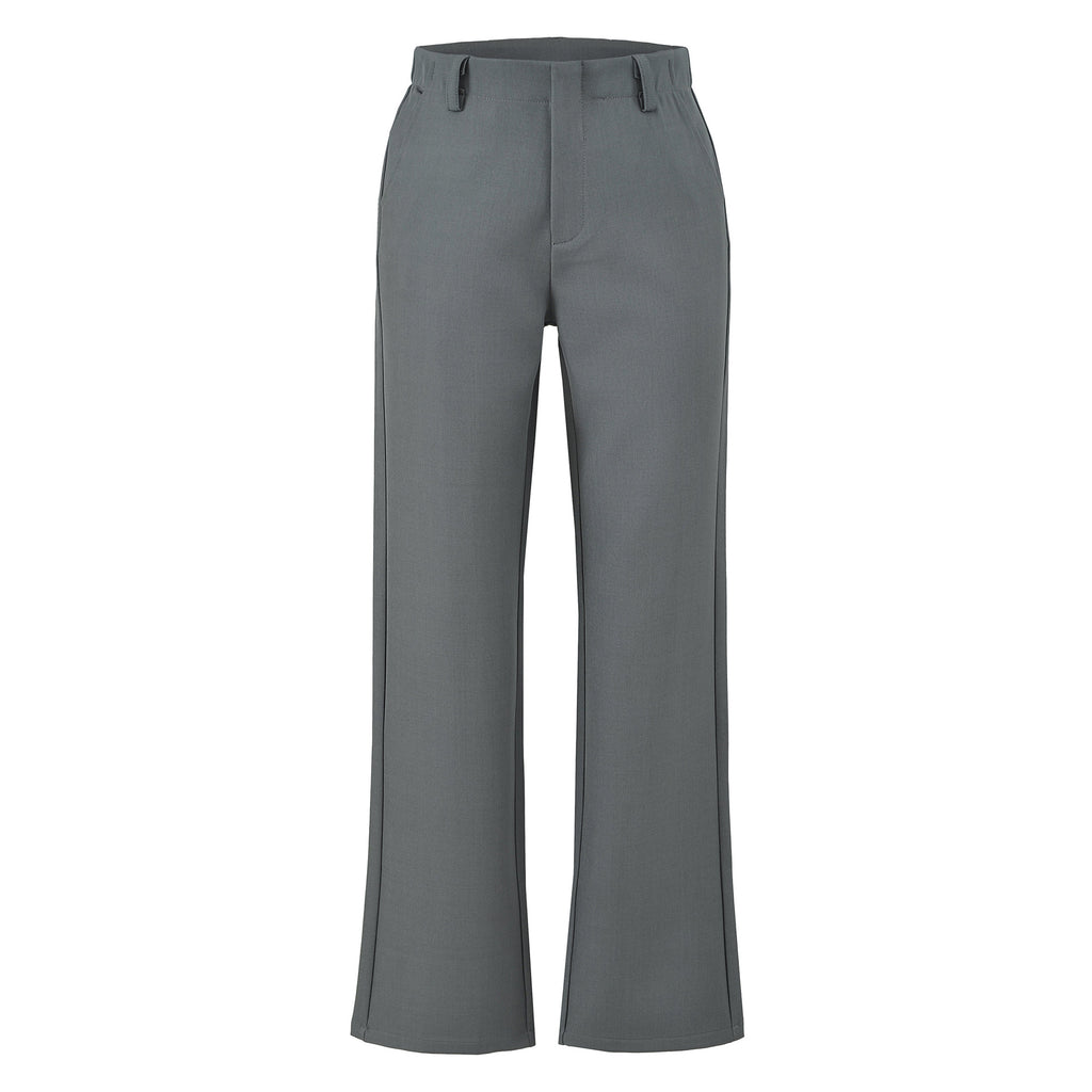 Women's Gray Black High Rise Straight Leg Suit Pants Casual Office Slimming Drapey Trousers
