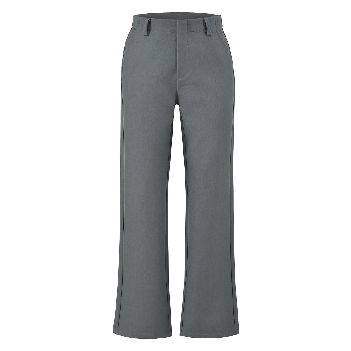 Women's Gray Black High Rise Straight Leg Suit Pants Casual Office Slimming Drapey Trousers