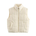 Casual Knitted Padded Vest Stand Collar Loose Fit for Women