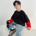 Boys' Casual Long Sleeve Faux Layered Sweatshirt T-Shirt for Big Kids Autumn Winter
