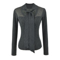 Women's Tie-Neck Semi-Sheer Slim Fit Wool Blend Knit Top Long Sleeve Layering Sweater