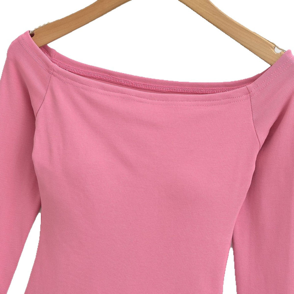 Women's Off Shoulder Long Sleeve Slim Stretch Top