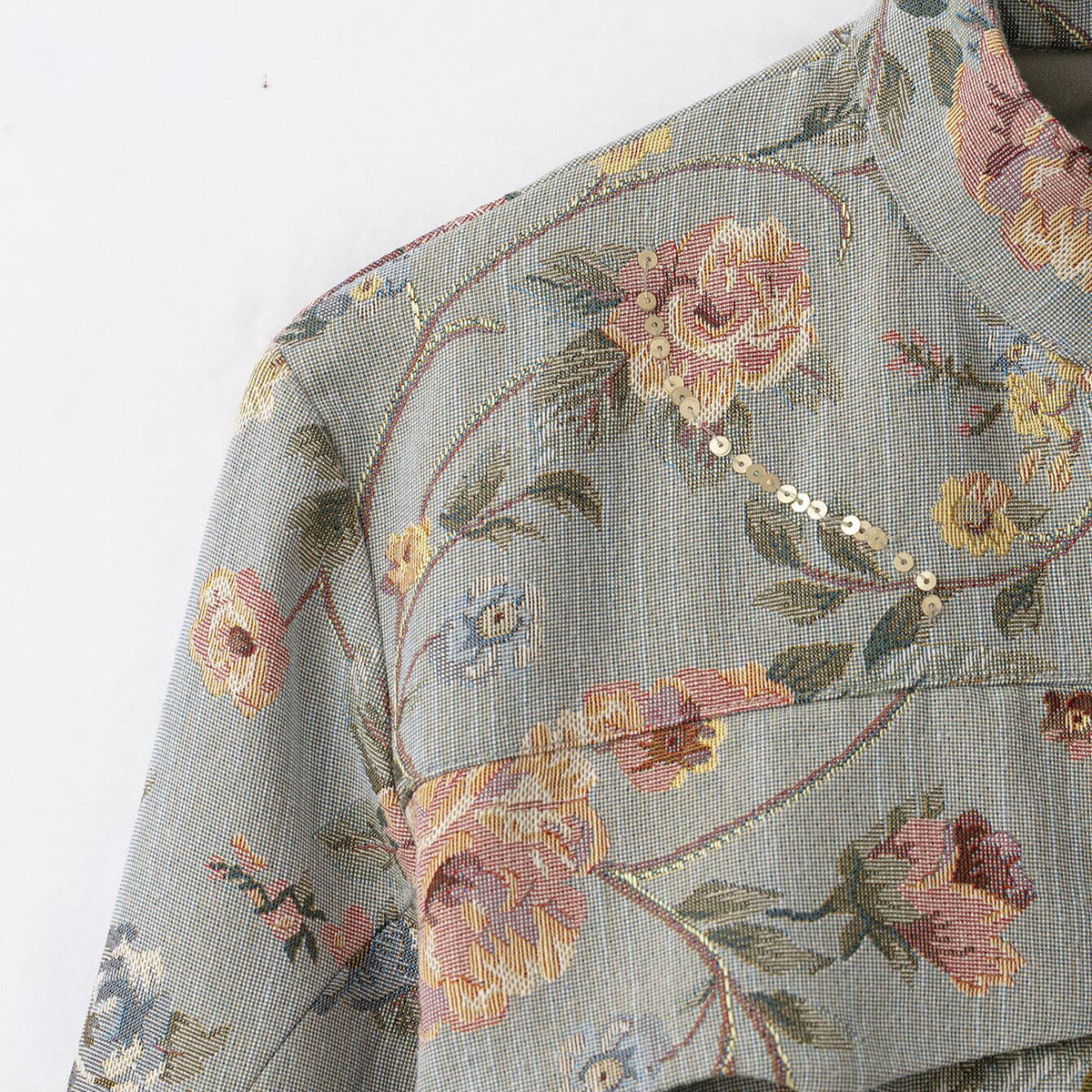 Jacquard stand collar suit jacket for women