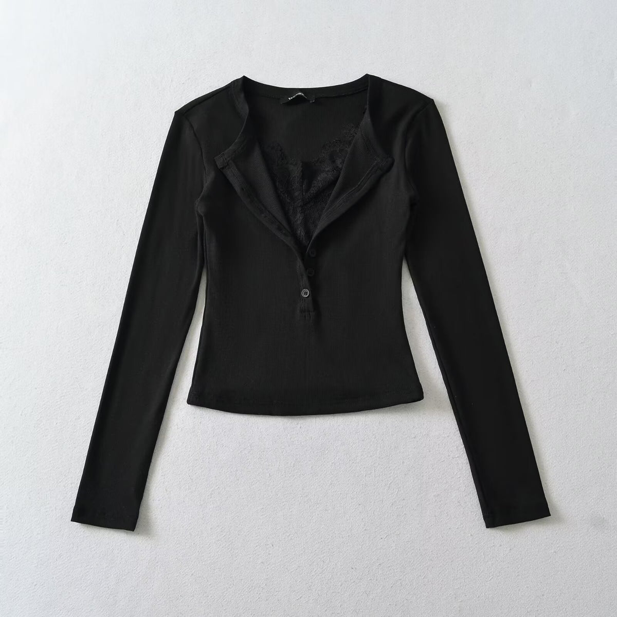 Women's Lace V-Neck Slim Fit Knit Top
