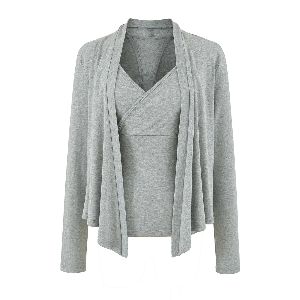Women's Slim Fit Cropped Knit Camisole Cardigan  Wide Leg Pants 3-Piece Set