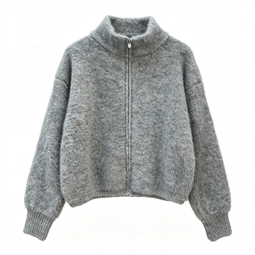 Loose zipper slimming sweater
