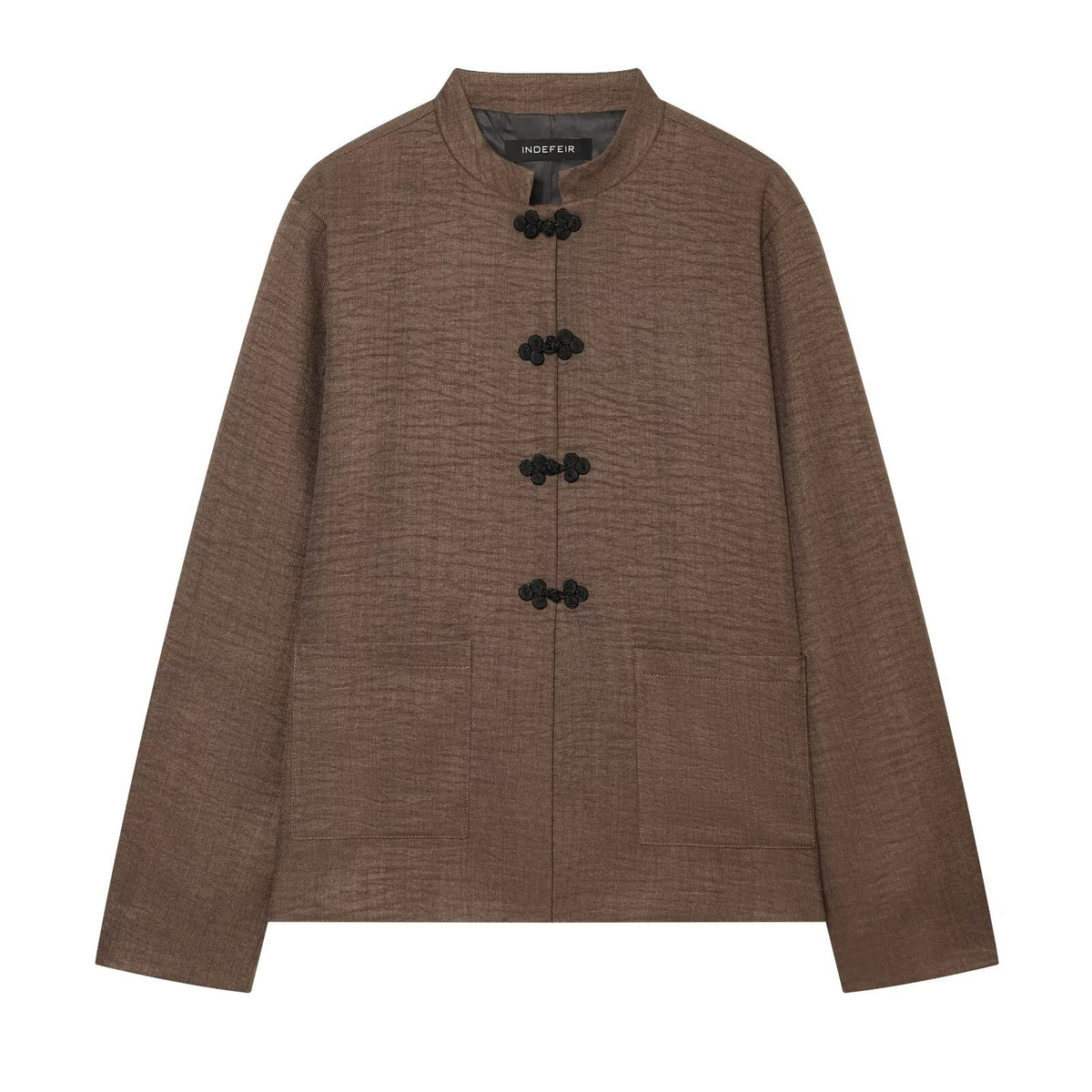 Buckled stand up collar long sleeved jacket for women