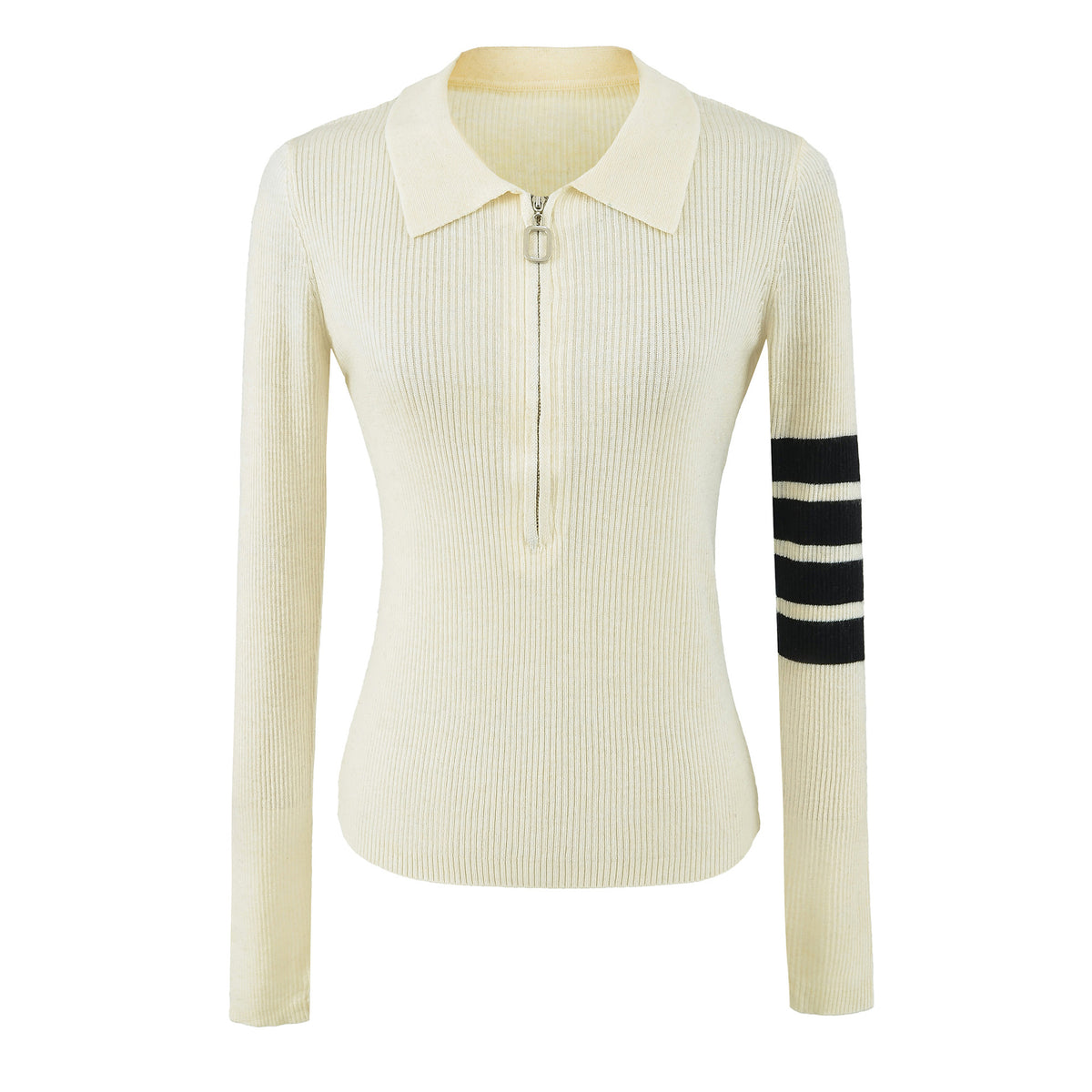 Women's Half Zip Slim Fit Knit Sweater Vintage Layering Top