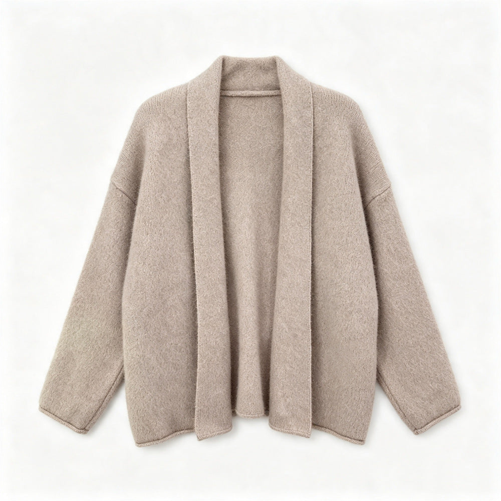 Loose buttonless solid color sweater