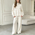 Double zipper long sleeved sweater set for women