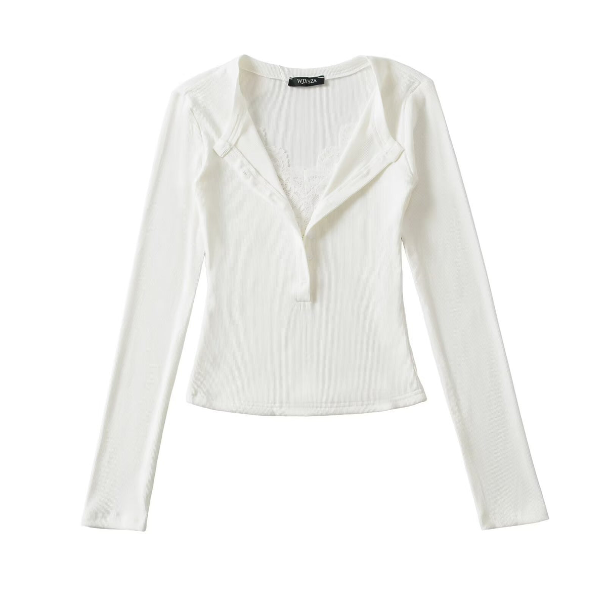 Women's Lace V-Neck Slim Fit Knit Top