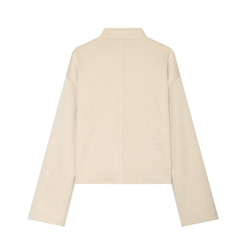 Casual and minimalist knot and loop woolen coat for women