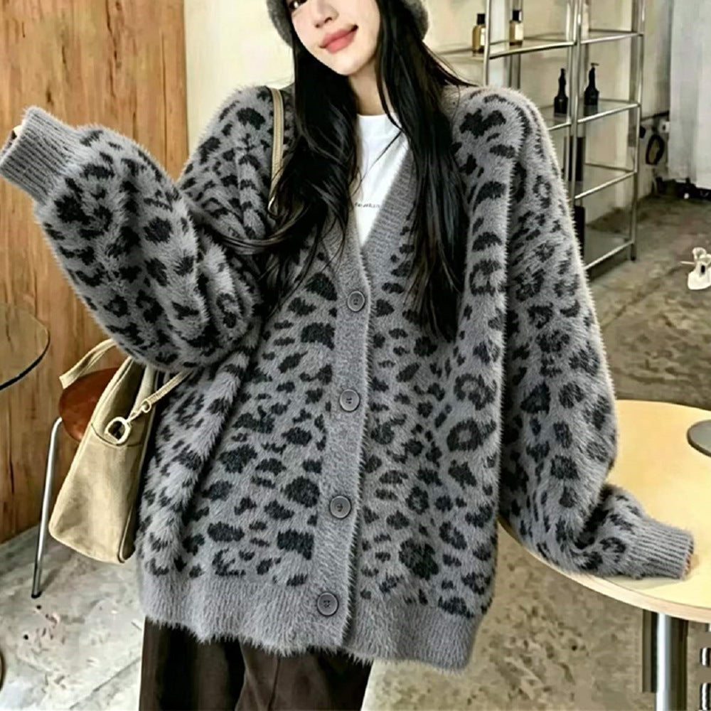 V-neck cardigan loose sweater