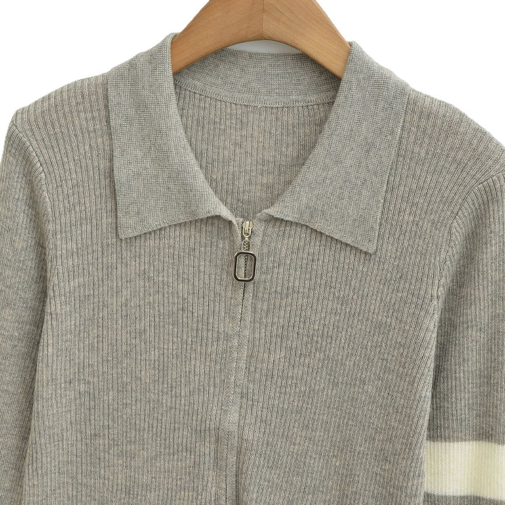 Women's Half Zip Slim Fit Knit Sweater Vintage Layering Top