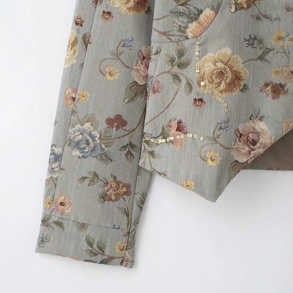 Jacquard stand collar suit jacket for women