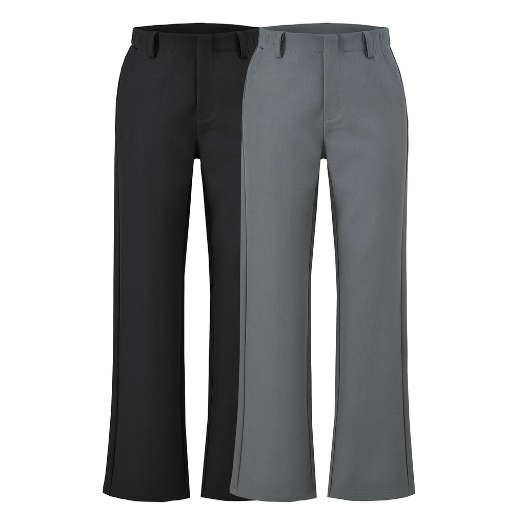 Women's Gray Black High Rise Straight Leg Suit Pants Casual Office Slimming Drapey Trousers